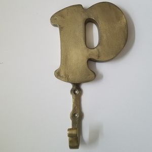 Pottery Barn Brass Monogram Alphabet Wall Hook Letter P